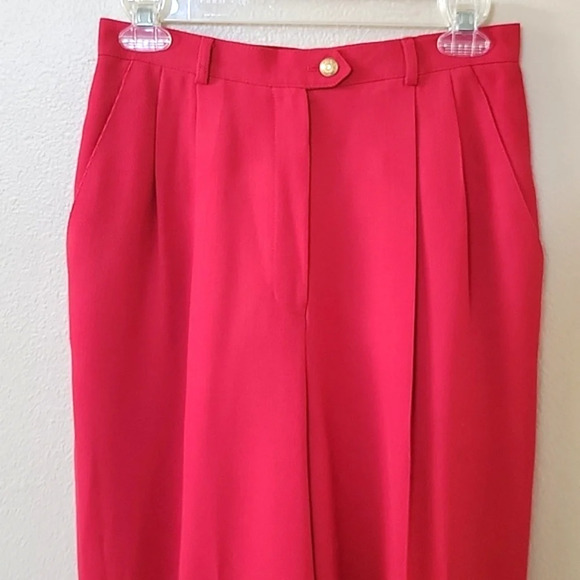 Lauren Ralph Lauren Red Worsted Wool Trouser Pants Work Office Career - Size 6 - Picture 2 of 12